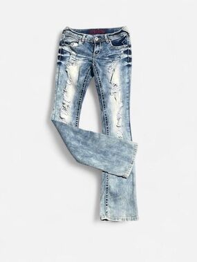 Low rise distressed bootcut jeans size 5
